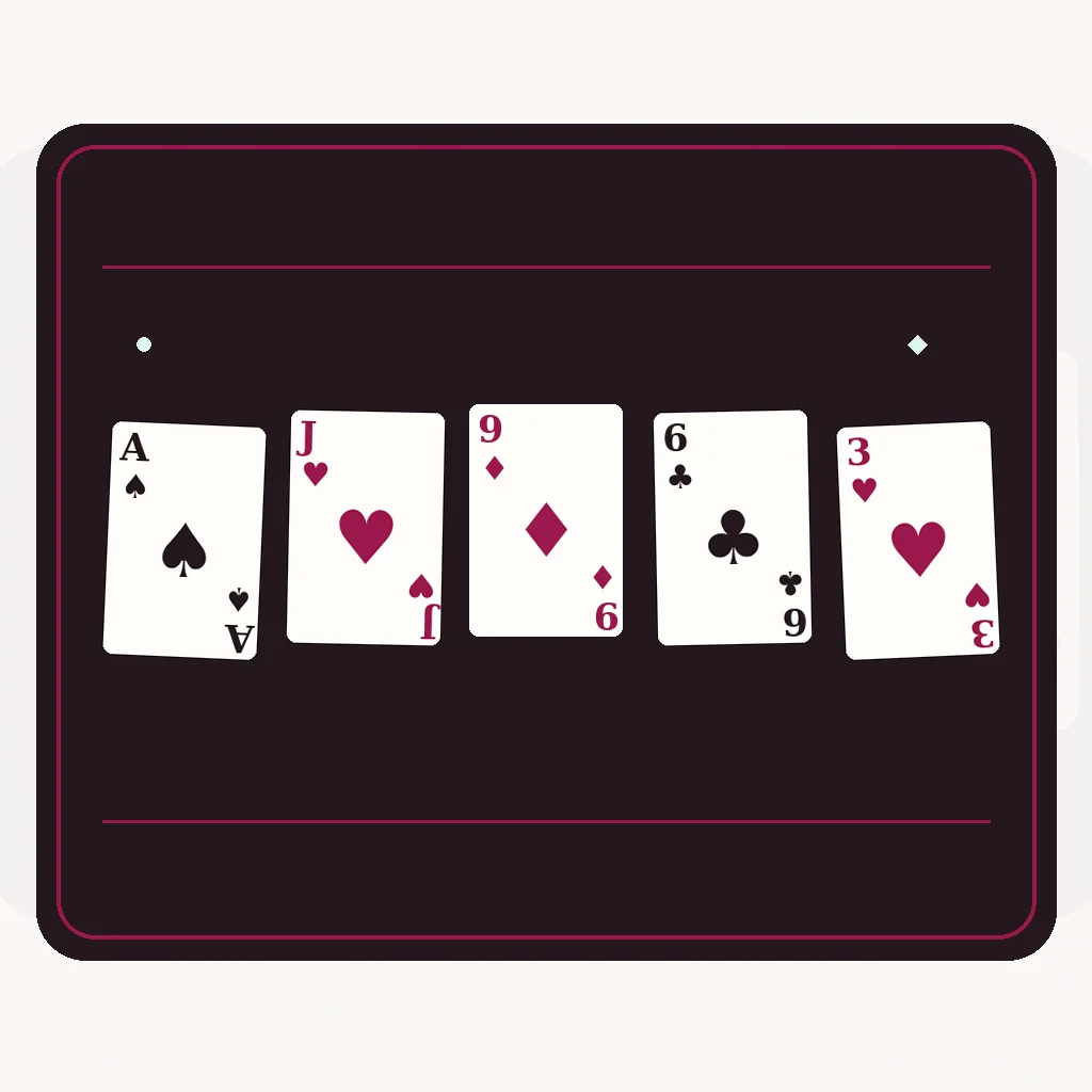 Carte haute : as de pique, valet de cœur, neuf de carreau, six de trèfle, trois de cœur
